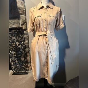 Soft Surroundings Fontana Khaki Shirt Dress